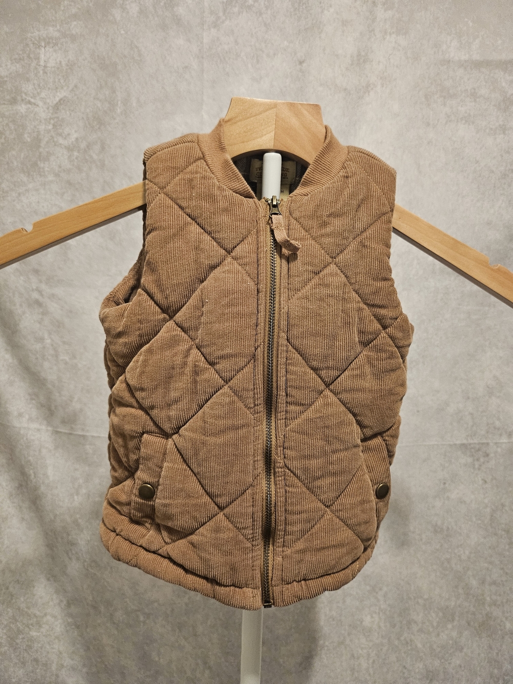 Telluride Kids 24 Mon Quilted Corduroy Puffer Vest in Camel